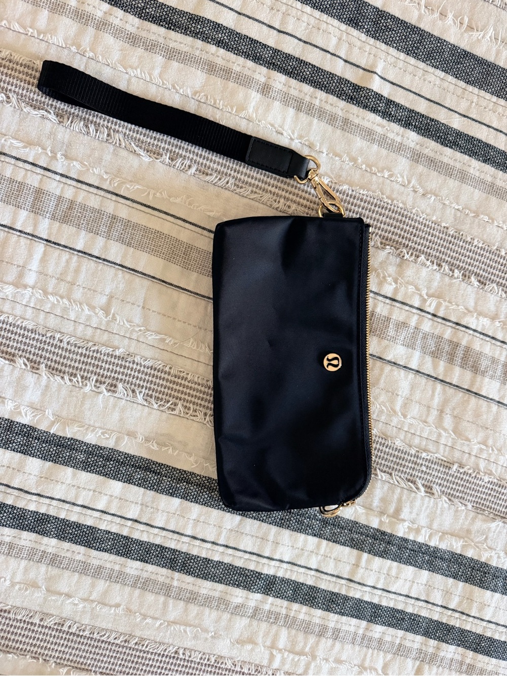 lululemon athletica Black Wristlet Pouch with Gold Accent